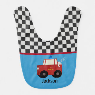 Personalized: Toy Firetruck Baby Bib