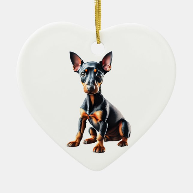 Personalized  Toy Manchester Terrier Puppy Ceramic Ornament (Front)