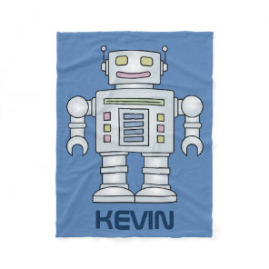 Personalized toy robot fleece blanket for kids