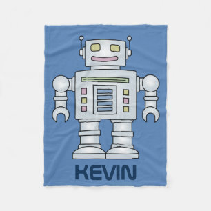 Personalized toy robot fleece blanket for kids