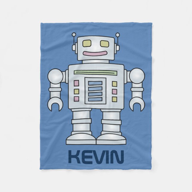 Personalized toy robot fleece blanket for kids (Front)