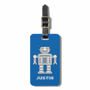 Personalized toy robot travel luggage tag for boy