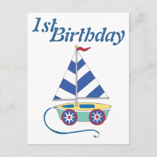 Personalized Toy Sailboat Baby Boy Birthday Invite