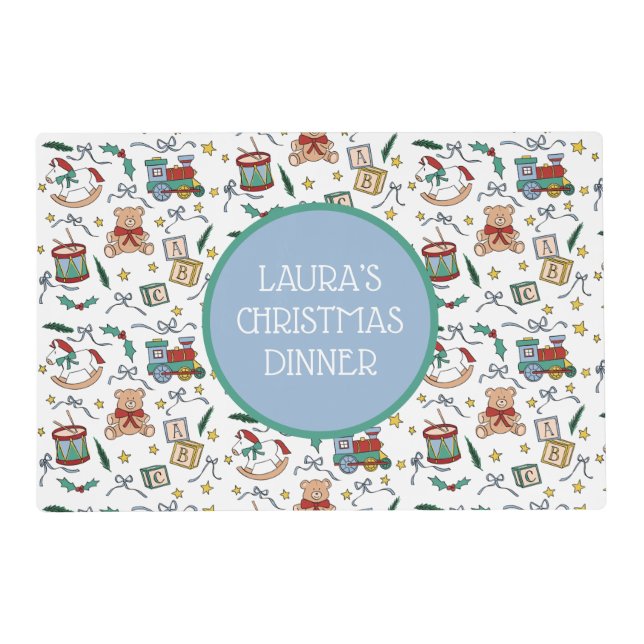 Personalized ToylandClassic Christmas Toys Placemat (Front)