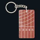 Personalized Track and Field Keychain<br><div class="desc">Stay in your lane. This personalized sports themed keychain features a distressed style illustration of a red running track starting line. The back of the keychain is gray with a space to personalize this for your favorite coach or athlete. Makes a fun end of the season gift. It’s perfect for...</div>