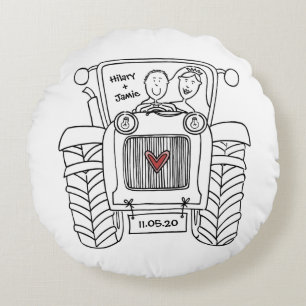 Personalized Tractor Country Farm Wedding Cushion