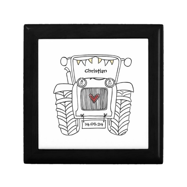 Personalized Tractor Country Wedding Best Man Gift Box (Front)