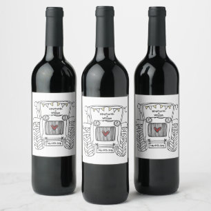 Personalized Tractor Country Wedding Bottle Label