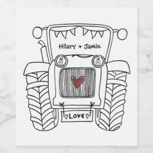 Personalized Tractor Country Wedding Bottle Label