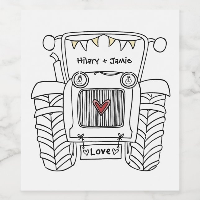 Personalized Tractor Country Wedding Bottle Label (Single Label)