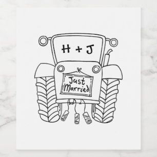 Personalized Tractor Country Wedding Bottle Label