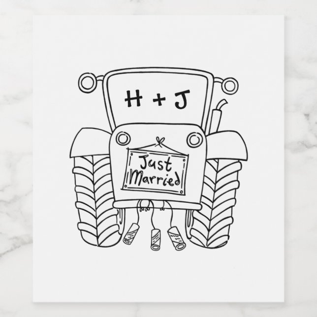 Personalized Tractor Country Wedding Bottle Label (Single Label)