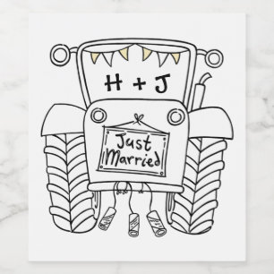 Personalized Tractor Country Wedding Bottle Label