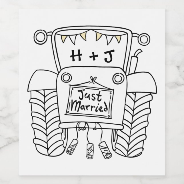 Personalized Tractor Country Wedding Bottle Label (Single Label)