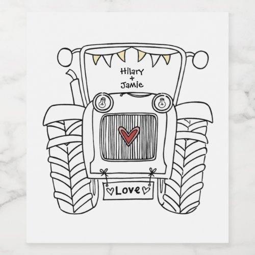 Personalized Tractor Country Wedding Bottle Label