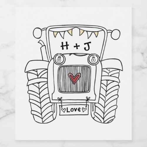 Personalized Tractor Country Wedding Bottle Label