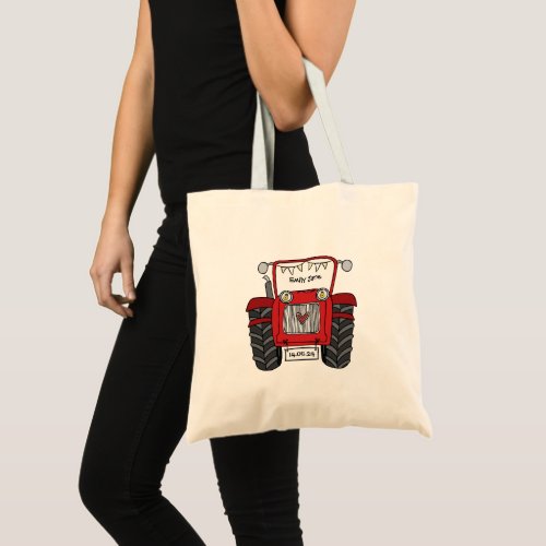 Personalized Tractor Country Wedding Bridesmaid Tote Bag