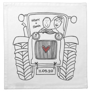 Personalized Tractor Country Wedding Cloth Napkin