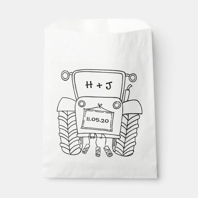 Personalized Tractor Country Wedding Favor Bag (Front)