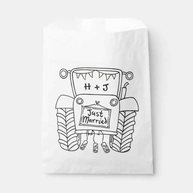 Personalized Tractor Country Wedding Favor Bag (Front)