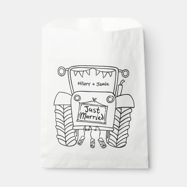 Personalized Tractor Country Wedding Favor Bag (Front)