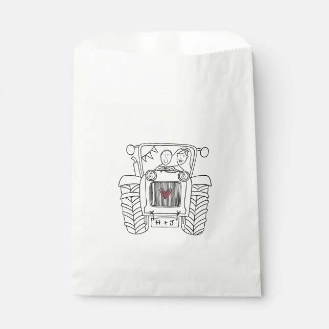 Personalized Tractor Country Wedding Favor Bag (Front)