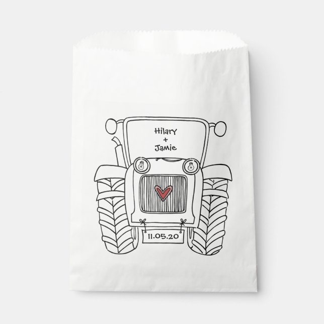 Personalized Tractor Country Wedding Favor Bag (Front)