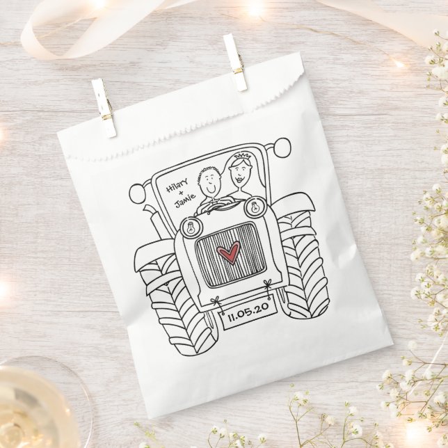 Personalized Tractor Country Wedding Favor Bag (Clipped)