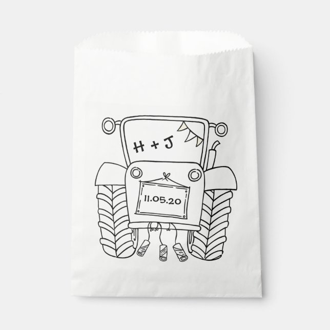 Personalized Tractor Country Wedding Favor Bag (Front)