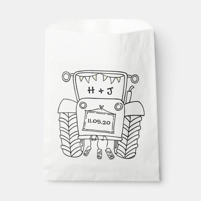Personalized Tractor Country Wedding Favor Bag (Front)