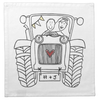 Personalized Tractor Country Wedding Napkin