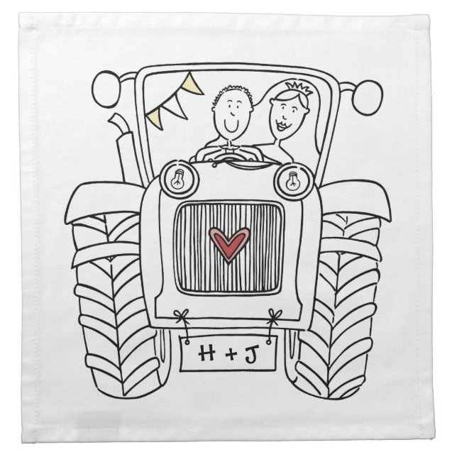 Personalized Tractor Country Wedding Napkin (Front)