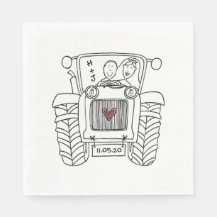 Personalized Tractor Country Wedding Paper Napkins