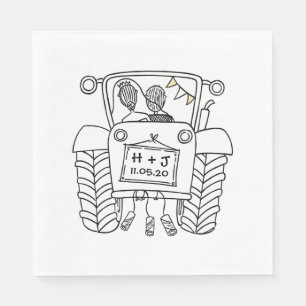 Personalized Tractor Country Wedding Paper Napkins