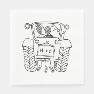 Personalized Tractor Country Wedding Paper Napkins