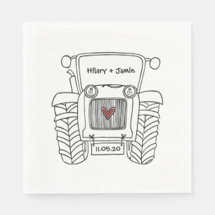 Personalized Tractor Country Wedding Paper Napkins