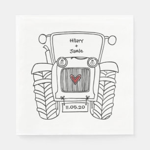 Personalized Tractor Country Wedding Paper Napkins