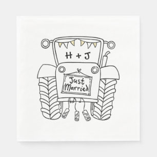 Personalized Tractor Country Wedding Paper Napkins
