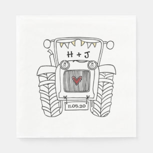 Personalized Tractor Country Wedding Paper Napkins