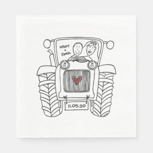 Personalized Tractor Country Wedding Paper Napkins