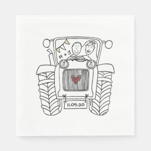 Personalized Tractor Country Wedding Paper Napkins