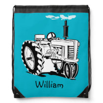 Personalized Tractor Drawstring Bag Personalized Tractor Drawstring Bag