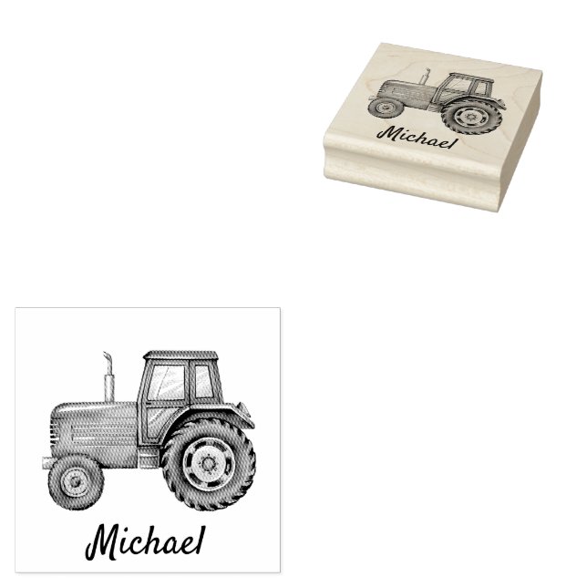 Personalized Tractor Farm  Rubber Stamp (Stamped)