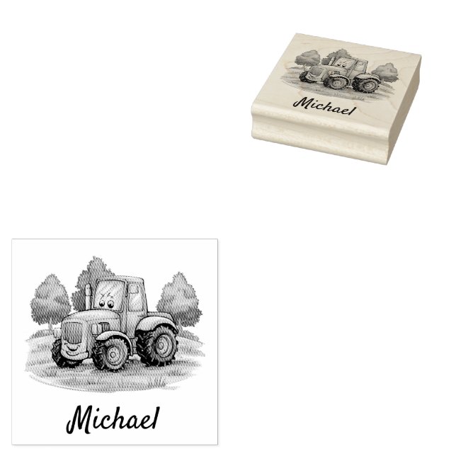 Personalized Tractor Farm  Rubber Stamp (Stamped)