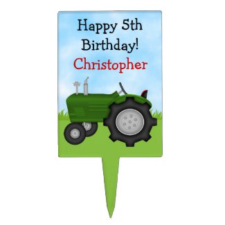 Personalized Tractor Happy Birthday Cake Topper