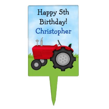 Personalized Tractor Happy Birthday Cake Topper by TheCutieCollection at Zazzle