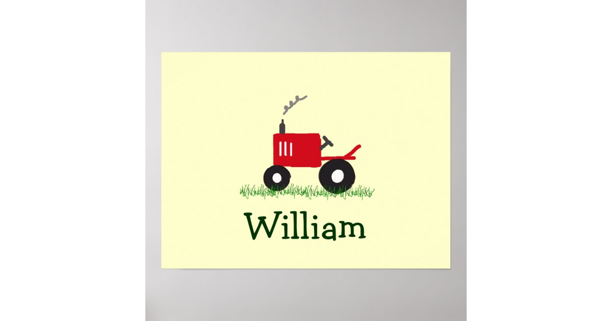Personalized Tractor Wall Art Red Tractor Poster Zazzle
