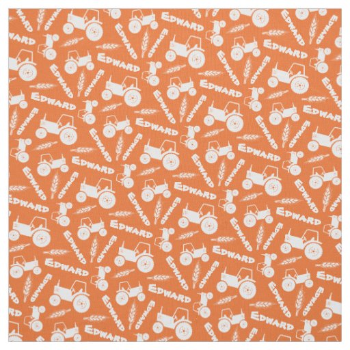 Personalized tractor wheat farm named orange fabric