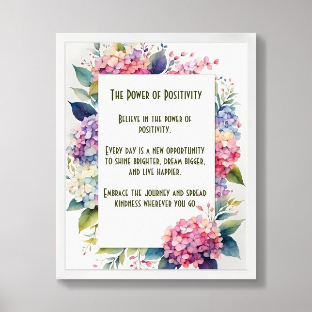 Personalized Traditional Floral Positivity Poster (Framed Front)