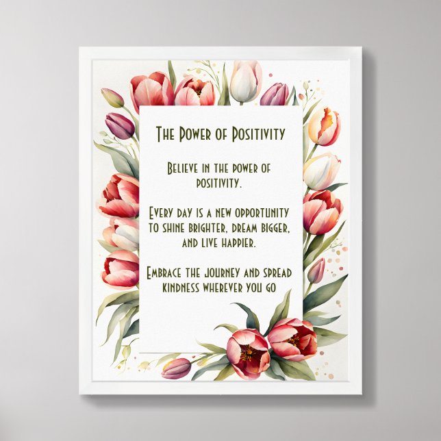 Personalized Traditional Floral Positivity Poster (Framed Front)